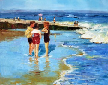 ビーチにいるポタストの子供たち 子供の印象派 Oil Paintings